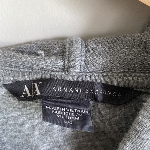 Armani Exchange size Small Grey sports jacket Hoodie Sweatshirt kangaroo pockets - Picture 2 of 5